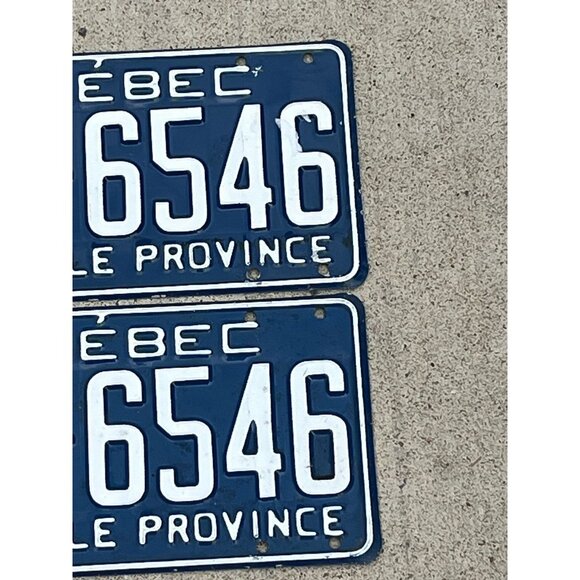 Pair of 1968 Quebec License Plates 6D-6546 LA BELLE PROVINCE White & Blue - Picture 4 of 8